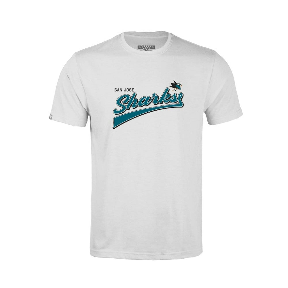 San Jose Sharks Levelwear Youth Little Richmond Retro Script T-Shirt - White | NHL near me