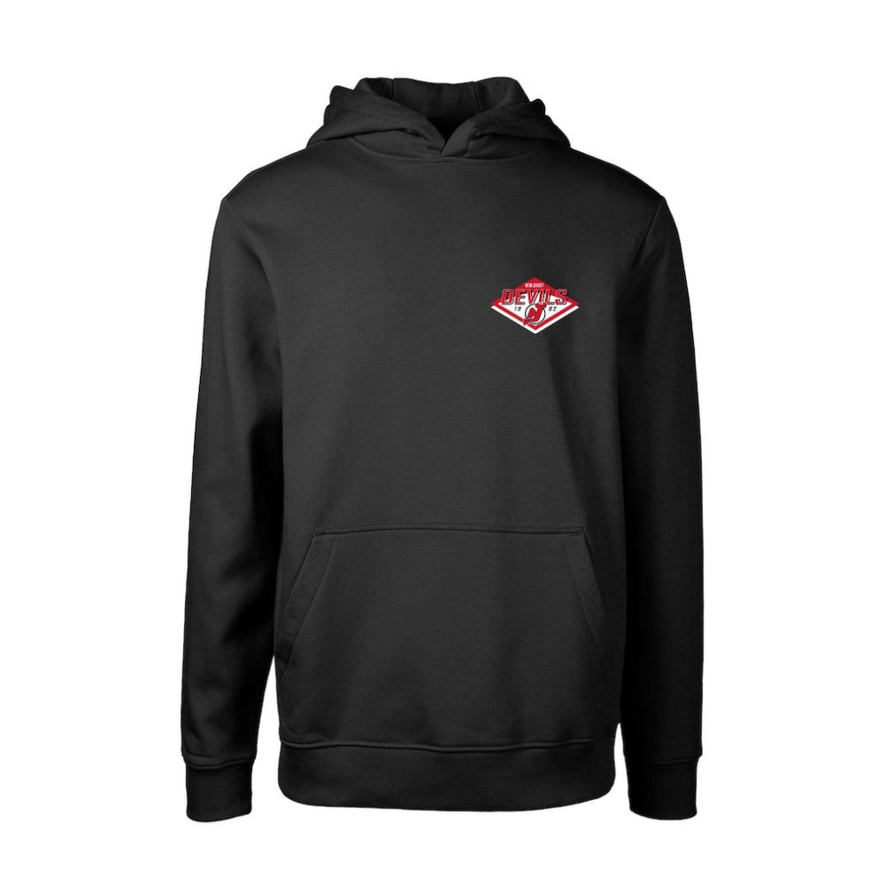 New Jersey Devils Levelwear Youth Podium Club Patch 2.0 Fleece Pullover Hoodie - Black | NHL Clearance