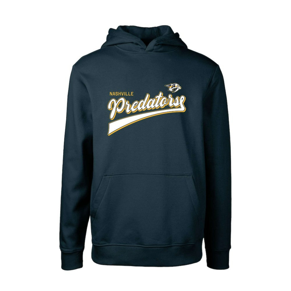 Nashville Predators Levelwear Youth Podium Retro Script Fleece Pullover Hoodie - Navy | NHL Lifestyle