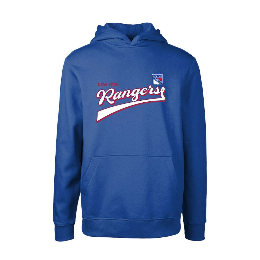 New York Rangers Levelwear Youth Podium Retro Script Fleece Pullover Hoodie - Blue | NHL discount