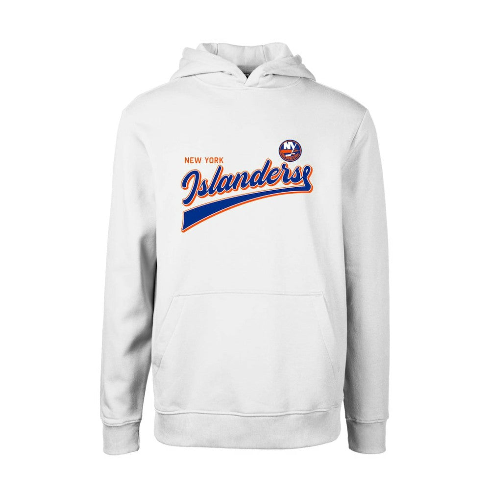 New York Islanders Levelwear Youth Podium Retro Script Fleece Pullover Hoodie - White | NHL Lifestyle