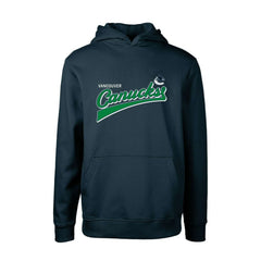 Vancouver Canucks Levelwear Youth Podium Retro Script Fleece Pullover Hoodie - Navy | NHL Clearance