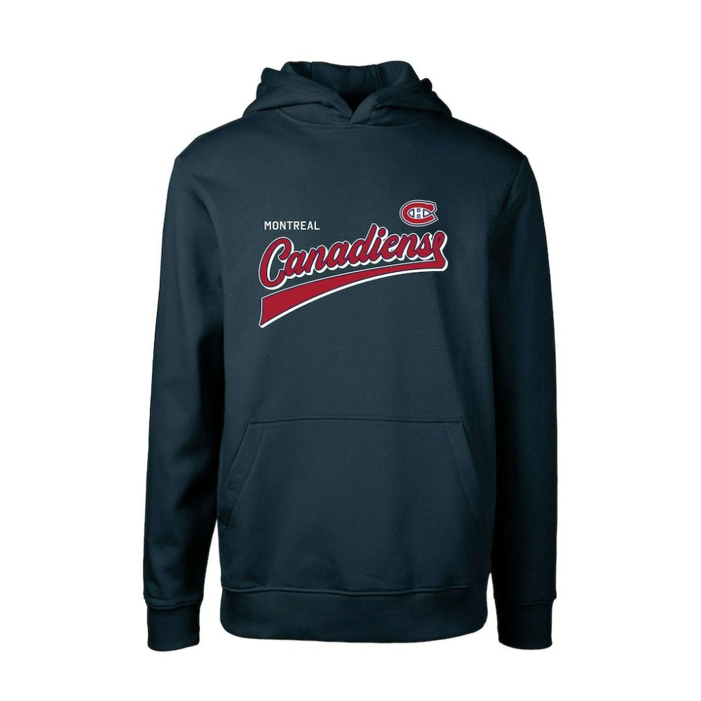 Montreal Canadiens Levelwear Youth Podium Retro Script Fleece Pullover Hoodie - Navy | NHL Lifestyle