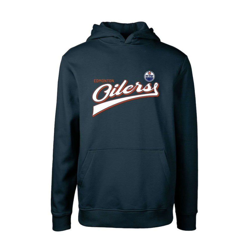 Edmonton Oilers Levelwear Youth Podium Retro Script Fleece Pullover Hoodie - Navy | NHL on sale