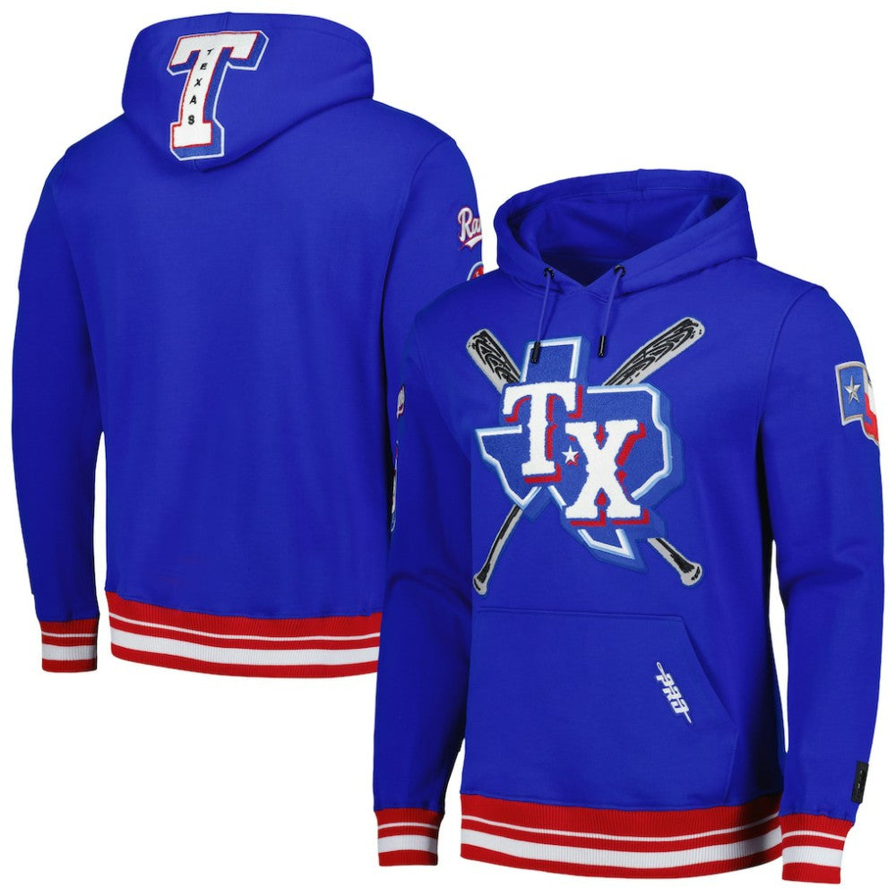 Texas Rangers Pro Standard Mash Up Logo Pullover Hoodie Outlet