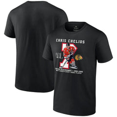 Chris Chelios Chicago Blackhawks Jersey Retirement T-Shirt - Black | NHL Clearance