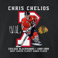 Chris Chelios Chicago Blackhawks Jersey Retirement T-Shirt - Black | NHL Clearance