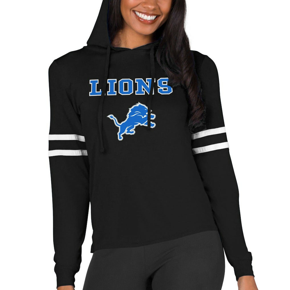 Detroit Lions Concepts Sport Women's Marathon Lightweight Lounge Pullover Hoodie - Black - NFL