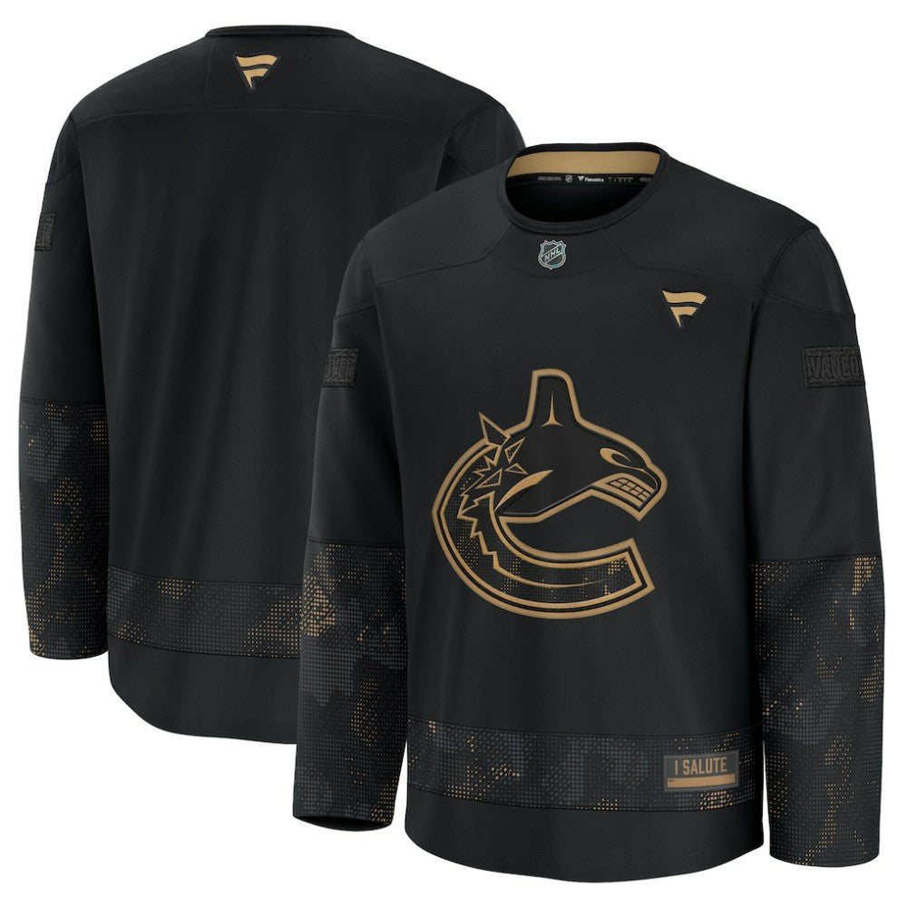 Vancouver Canucks Fanatics 2024 Military Appreciation Practice Jersey - Black | Fanatics sale