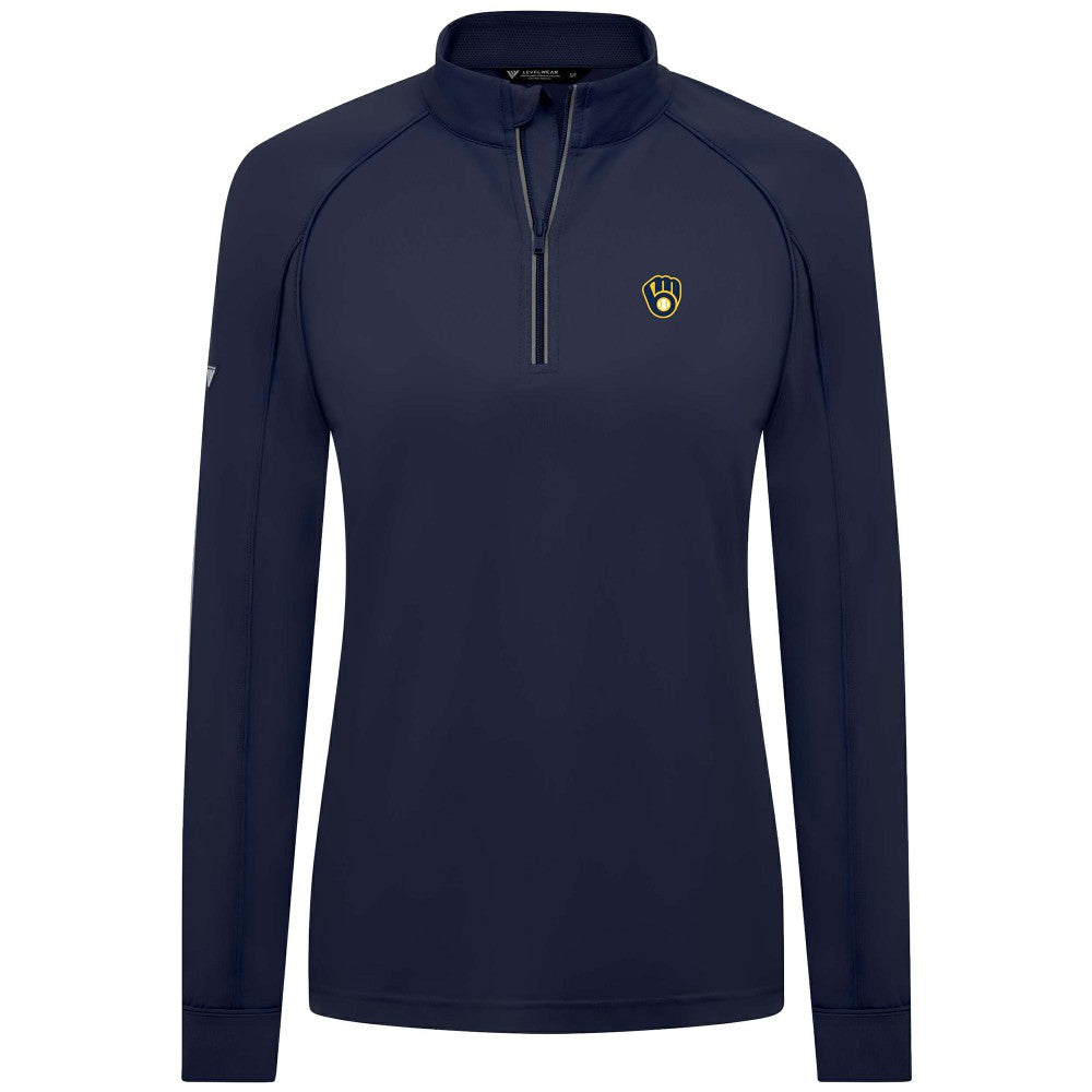 Milwaukee Brewers Levelwear Women's Kinetic Insignia Quarter-Zip Pullover Outlet