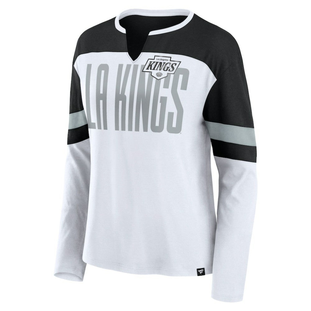 Los Angeles Kings Fanatics Women's Frozen Long Sleeve Notch Neck T-Shirt - White/Black | Fanatics online