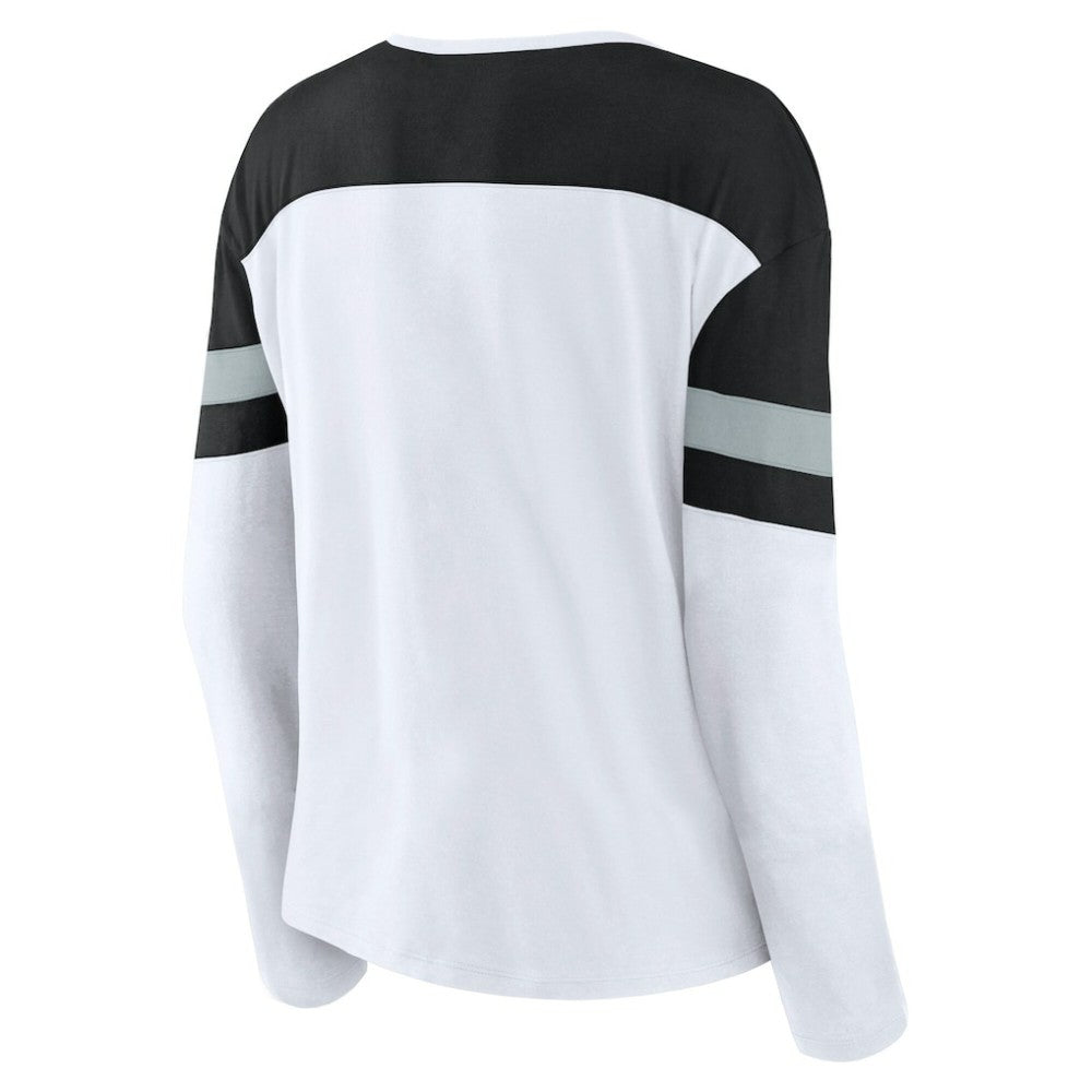 Los Angeles Kings Fanatics Women's Frozen Long Sleeve Notch Neck T-Shirt - White/Black | Fanatics online