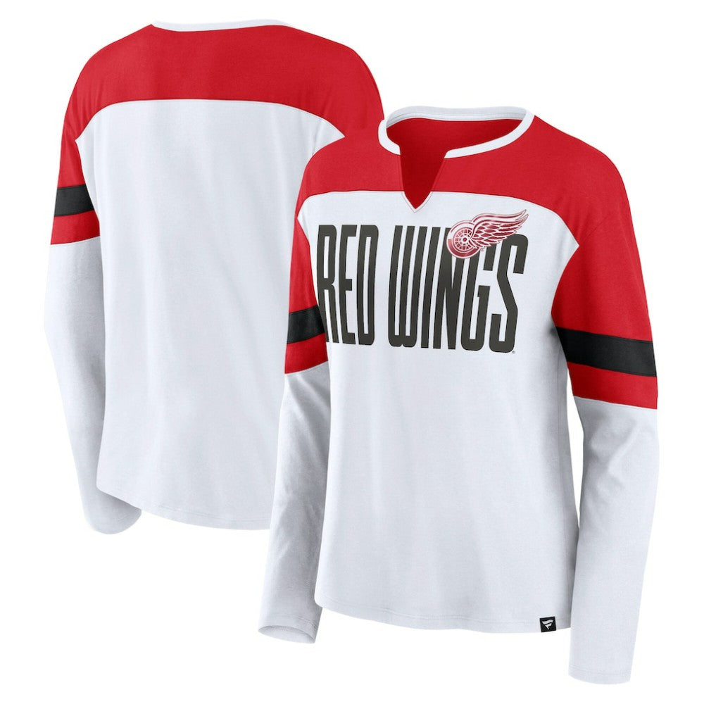 Detroit Red Wings Fanatics Women's Frozen Long Sleeve Notch Neck T-Shirt - White/Red | Fanatics discount