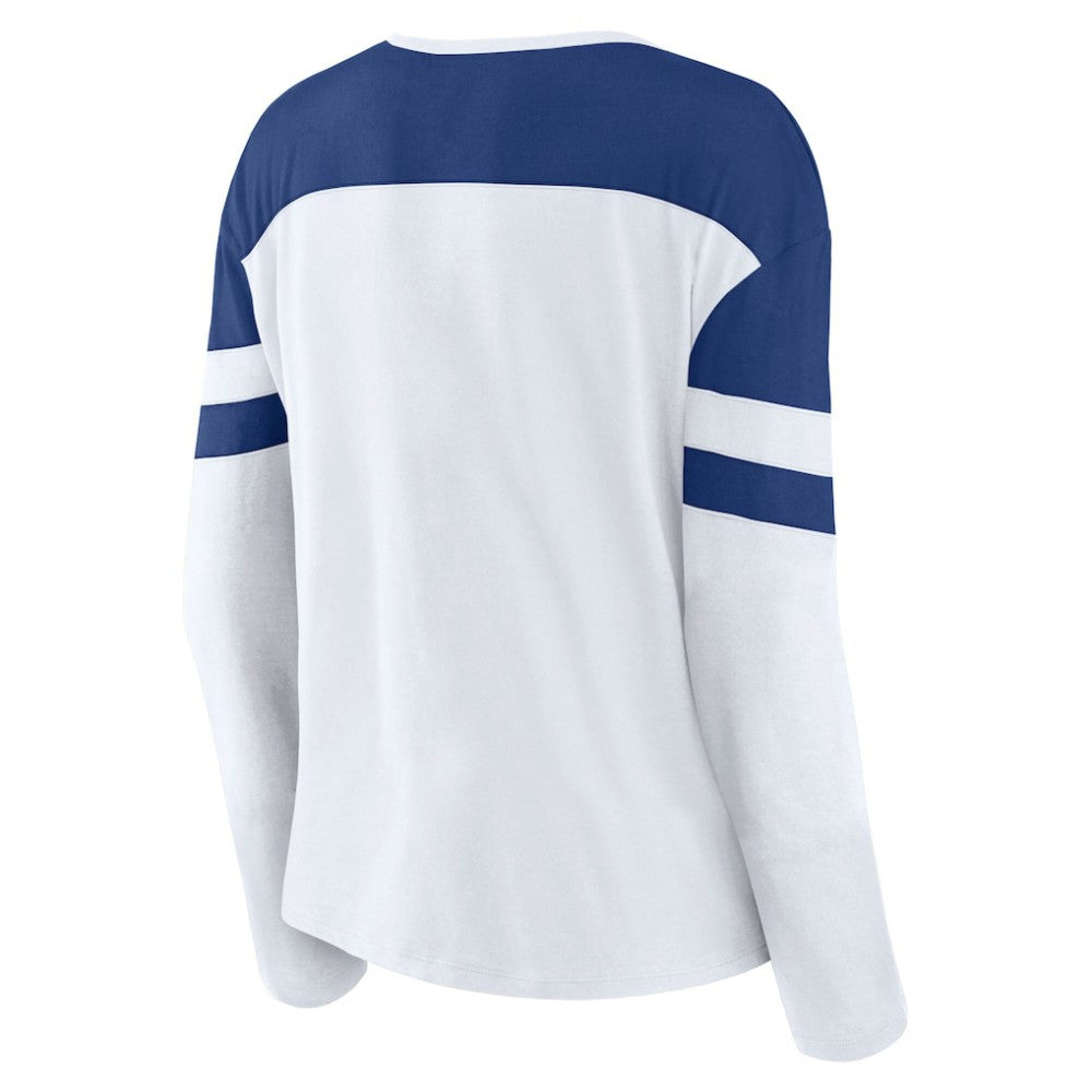 Tampa Bay Lightning Fanatics Women's Frozen Long Sleeve Notch Neck T-Shirt - White/Blue | Fanatics online