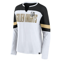 Vegas Golden Knights Fanatics Women's Frozen Long Sleeve Notch Neck T-Shirt - White/Black | Fanatics on sale