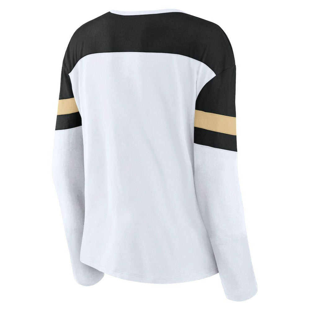 Vegas Golden Knights Fanatics Women's Frozen Long Sleeve Notch Neck T-Shirt - White/Black | Fanatics on sale