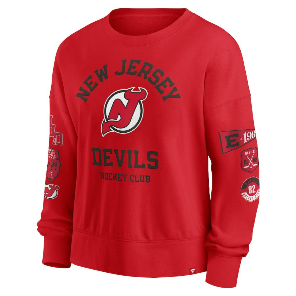 New Jersey Devils Fanatics Women's Go Team Pullover Sweatshirt - Red | Fanatics Lifestyle