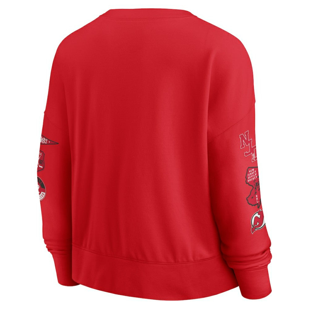 New Jersey Devils Fanatics Women's Go Team Pullover Sweatshirt - Red | Fanatics Lifestyle