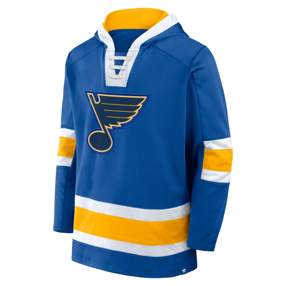 St. Louis Blues Fanatics Inside Line Fleece Pullover Hoodie- Blue | Fanatics Clearance