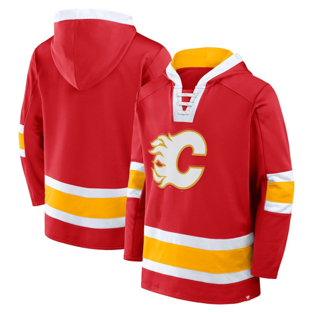 Calgary Flames Fanatics Inside Line Fleece Pullover Hoodie- Red | Fanatics near me
