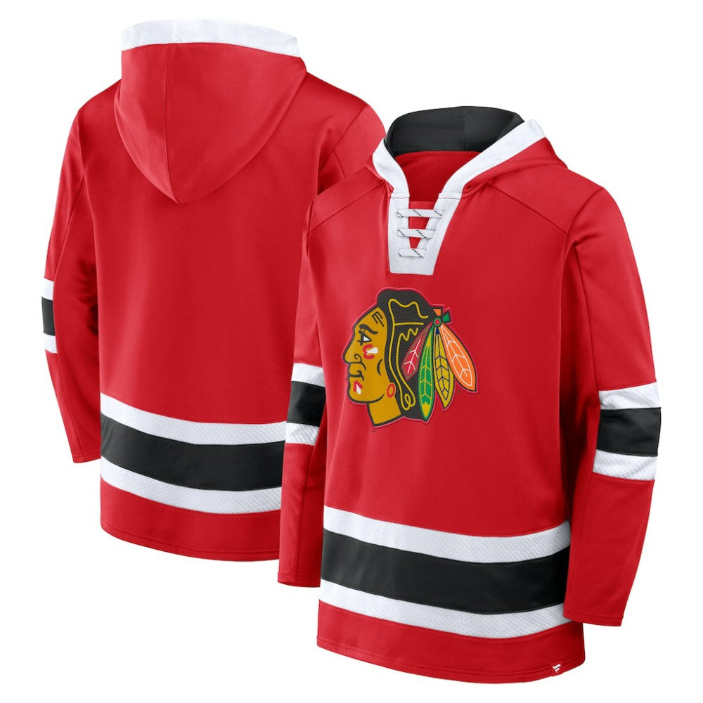 Chicago Blackhawks Fanatics Inside Line Fleece Pullover Hoodie- Red | Fanatics online