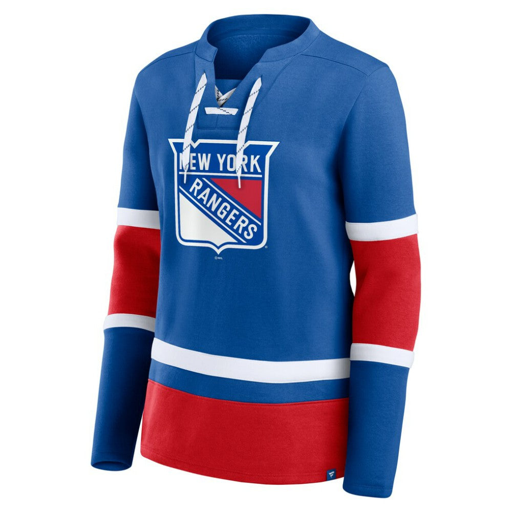 New York Rangers Fanatics Women's Prime Time Lace-Up Long Sleeve T-Shirt - Blue | Fanatics sale