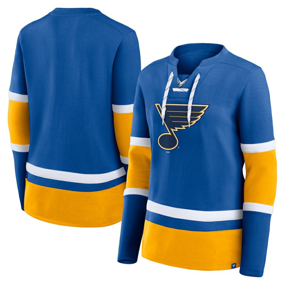 St. Louis Blues Fanatics Women's Prime Time Lace-Up Long Sleeve T-Shirt - Blue | Fanatics near me