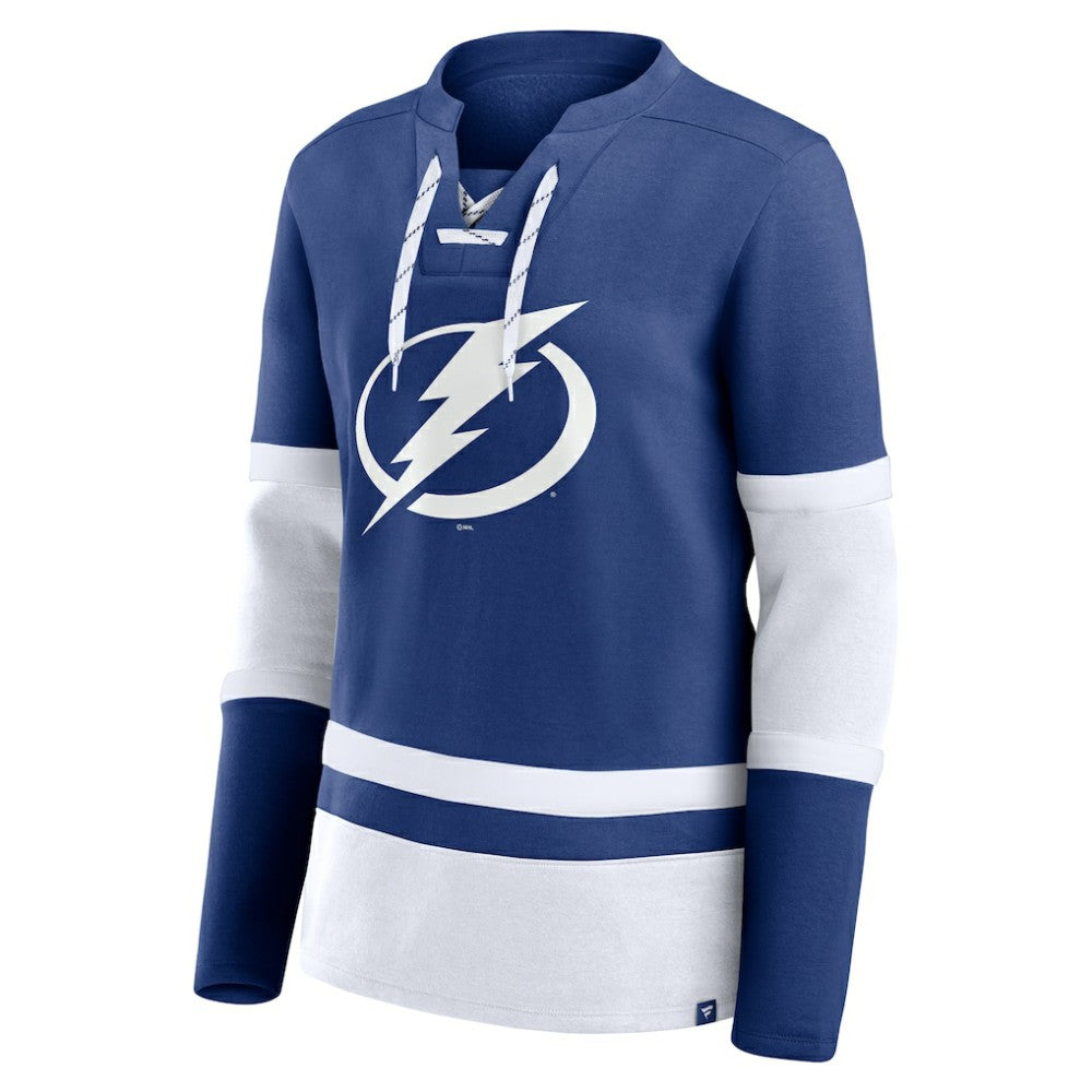 Tampa Bay Lightning Fanatics Women's Prime Time Lace-Up Long Sleeve T-Shirt - Blue | Fanatics discount