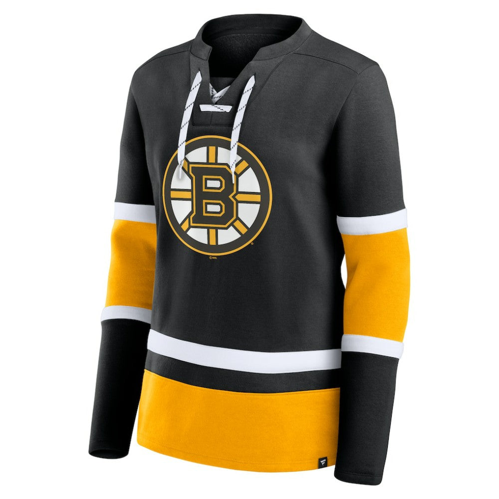 Boston Bruins Fanatics Women's Prime Time Lace-Up Long Sleeve T-Shirt - Black | Fanatics sale