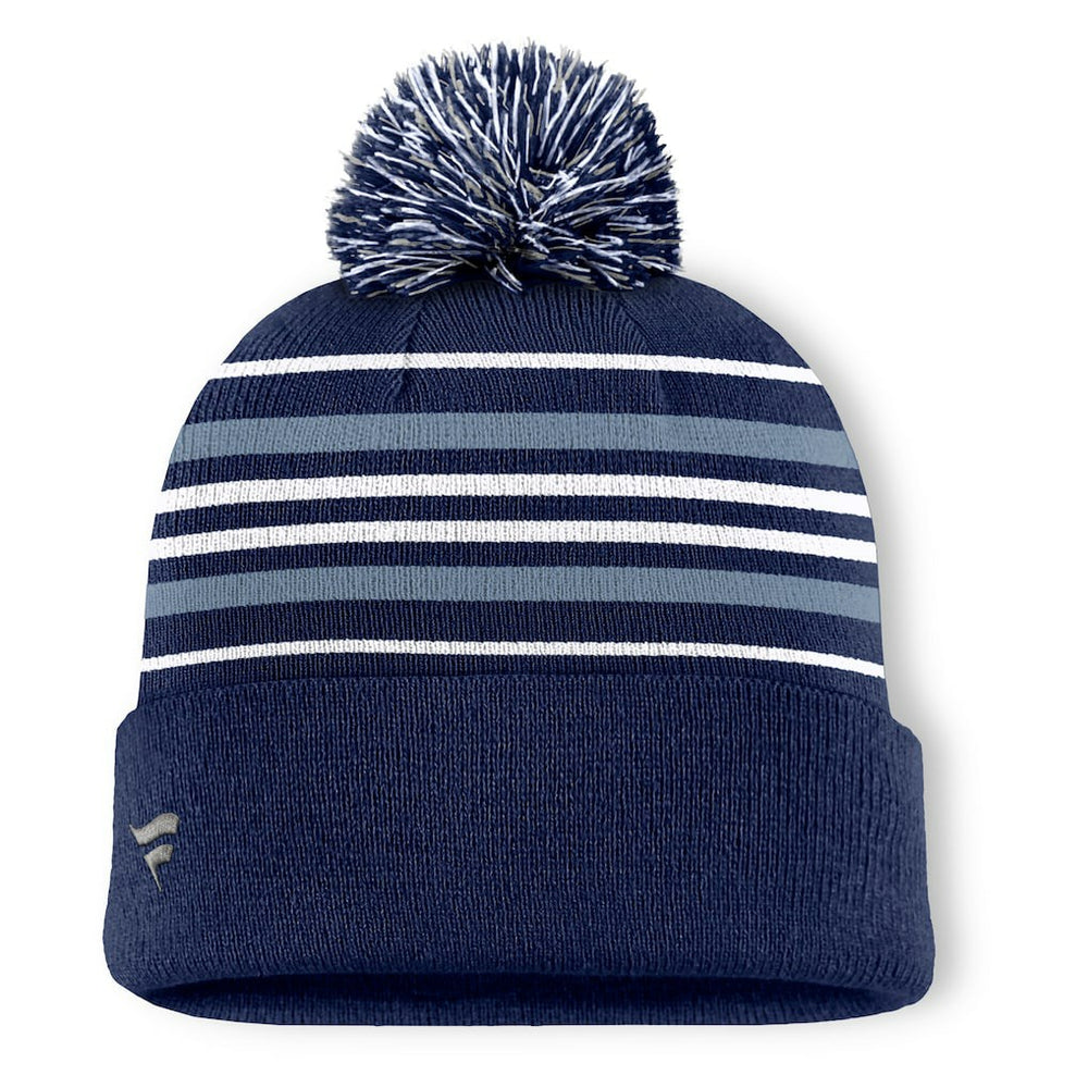 Dallas Cowboys Fundamental Striped Cuffed Knit Hat with Pom - Navy - Fanatics