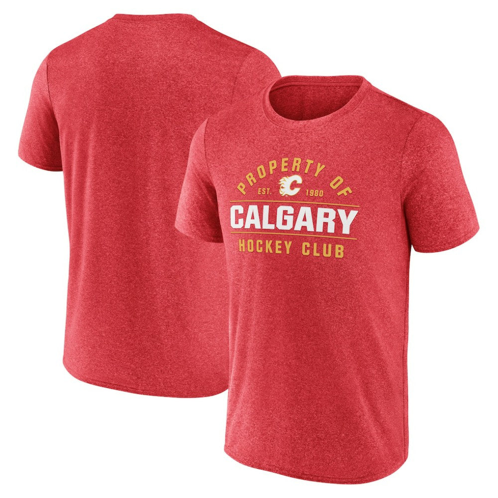 Calgary Flames Fanatics Property Of T-Shirt - Heather Red | Fanatics Lifestyle