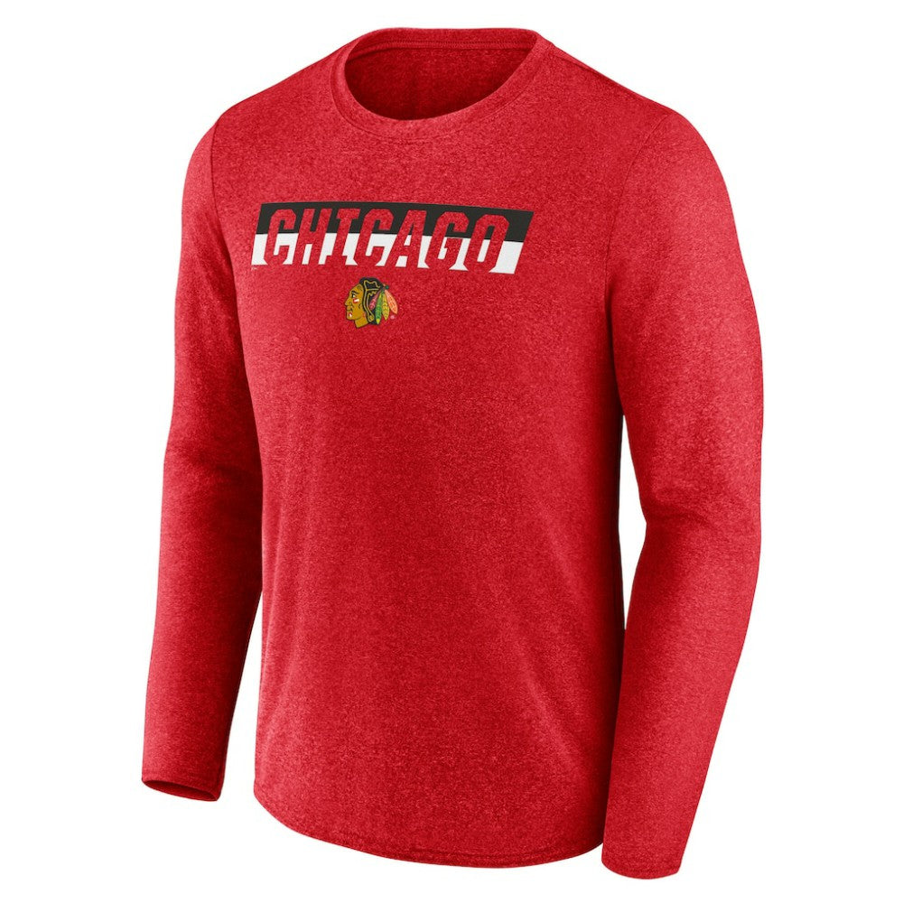 Chicago Blackhawks Fanatics Transition Long Sleeve T-Shirt - Heather Red | Fanatics Clearance