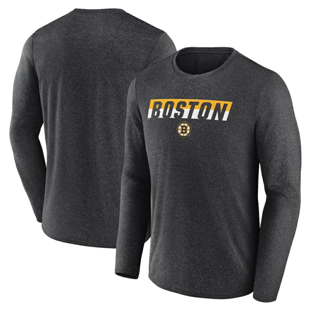 Boston Bruins Fanatics Transition Long Sleeve T-Shirt - Heather Charcoal | Fanatics discount