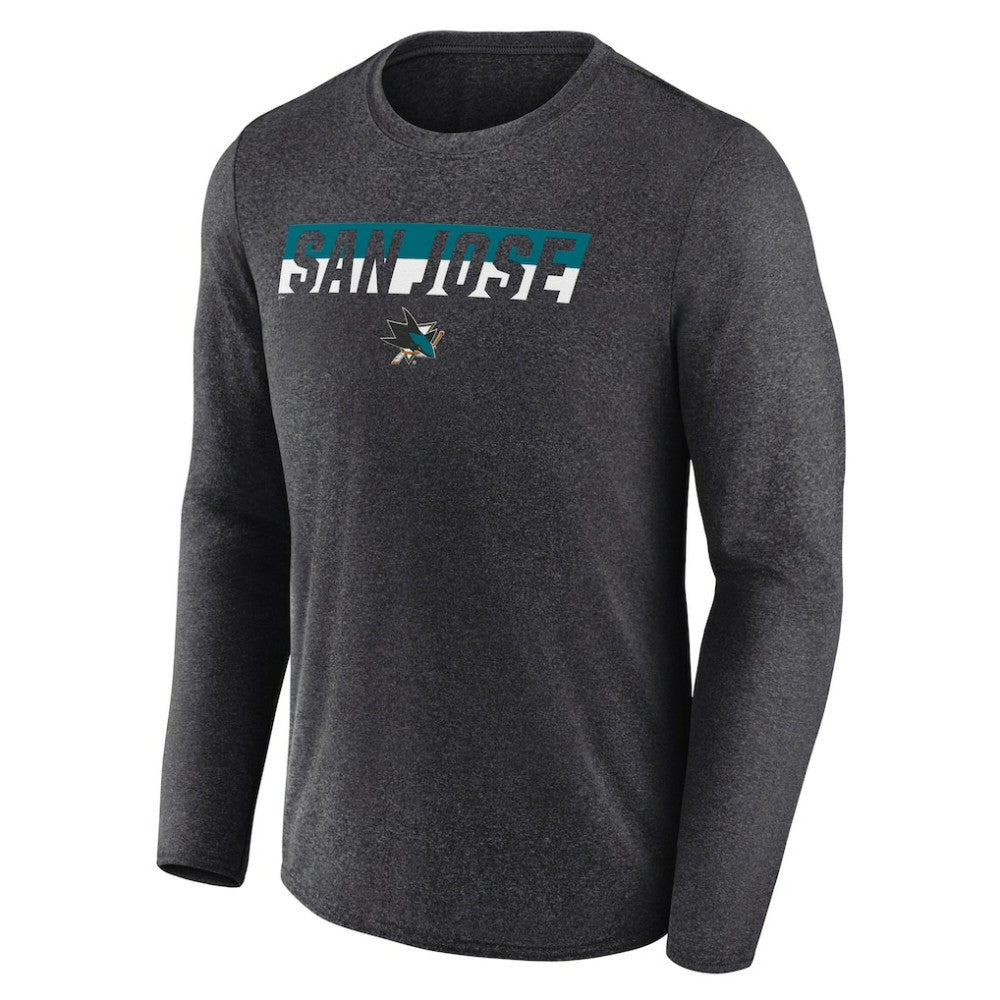 San Jose Sharks Fanatics Transition Long Sleeve T-Shirt - Heather Charcoal | Fanatics Clearance