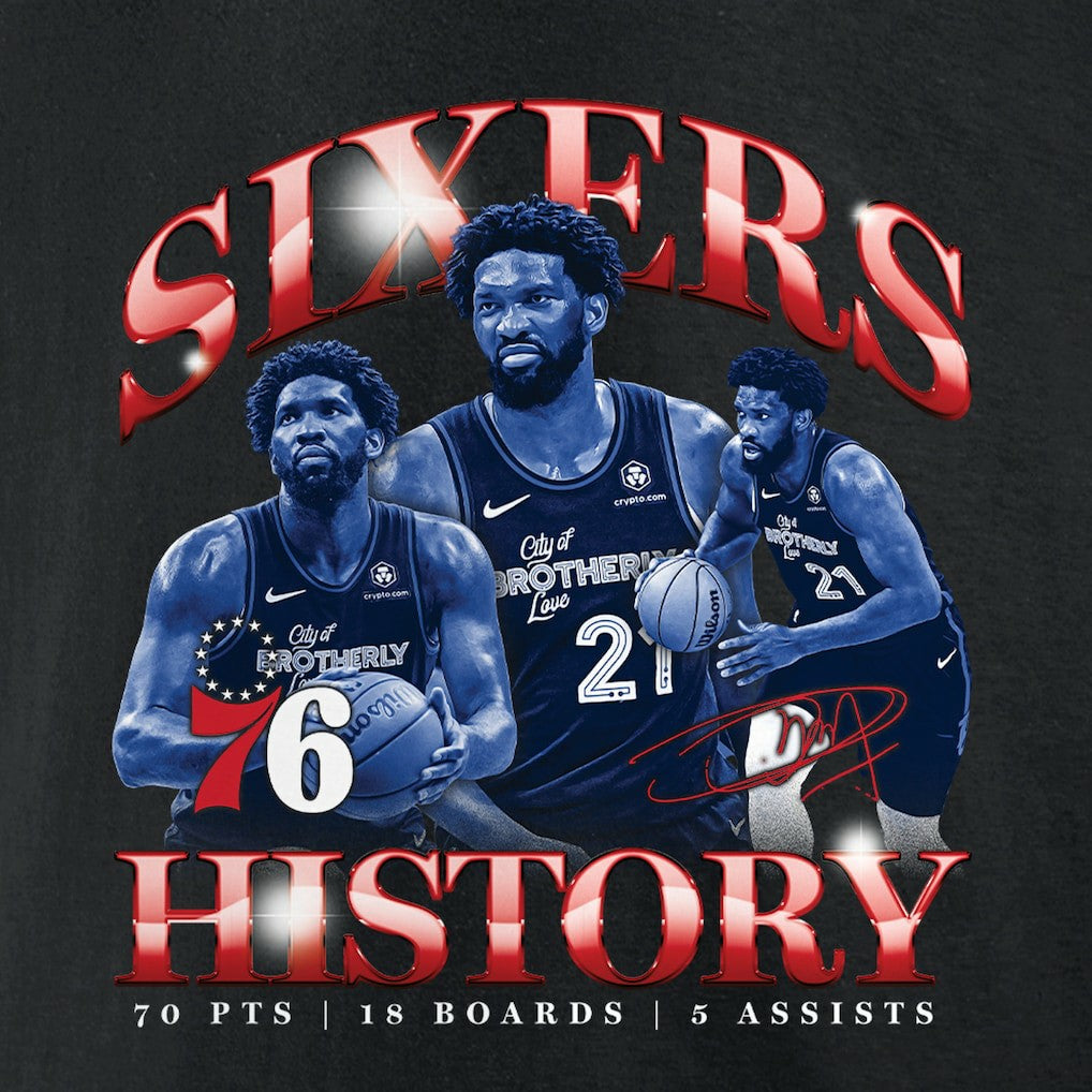 Joel Embiid Philadelphia 76ers History T-Shirt Black