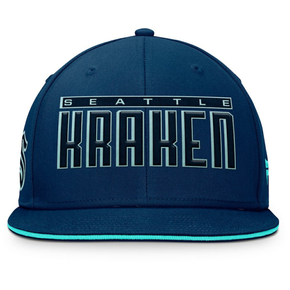 Seattle Kraken Fanatics Fundamental Gino Stack Snapback Hat - Navy | Fanatics discount