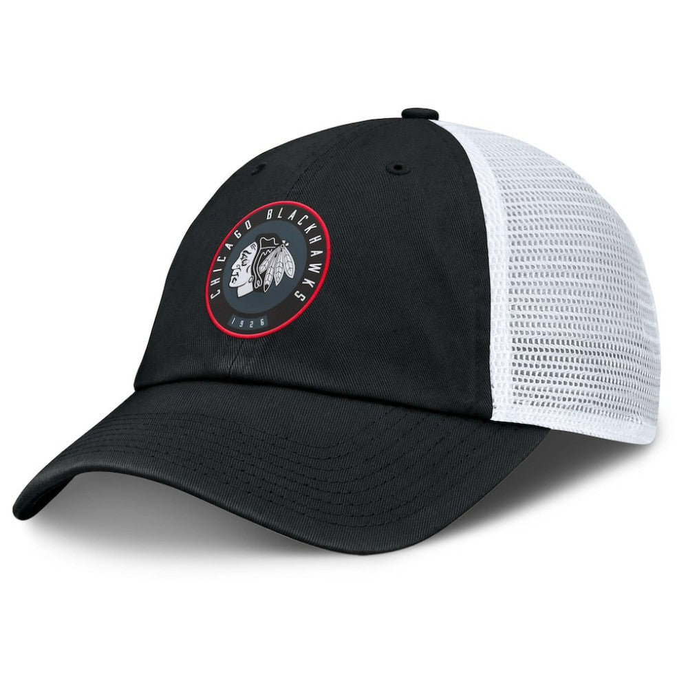 Chicago Blackhawks Fanatics Averie Trucker Adjustable Hat - Black/White | Fanatics sale