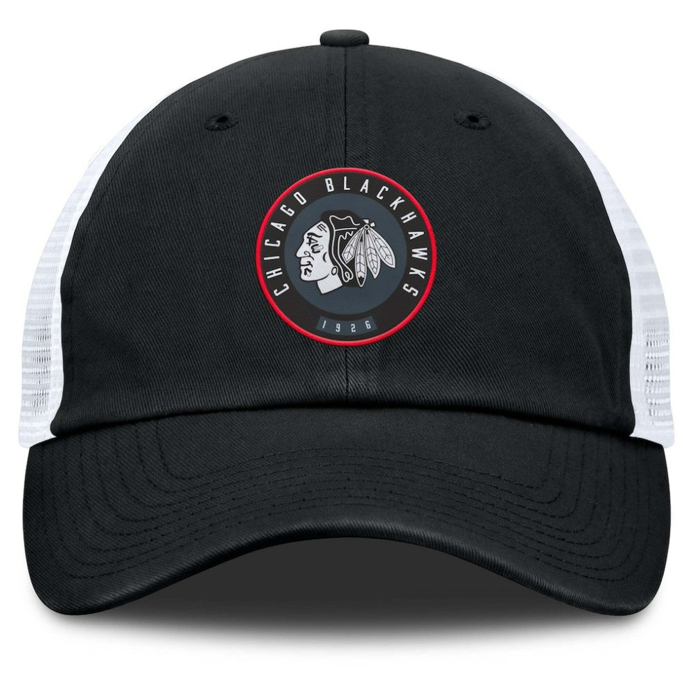 Chicago Blackhawks Fanatics Averie Trucker Adjustable Hat - Black/White | Fanatics sale