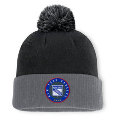 New York Rangers Fanatics Aspyn Cuffed Knit Hat with Pom - Black | Fanatics sale
