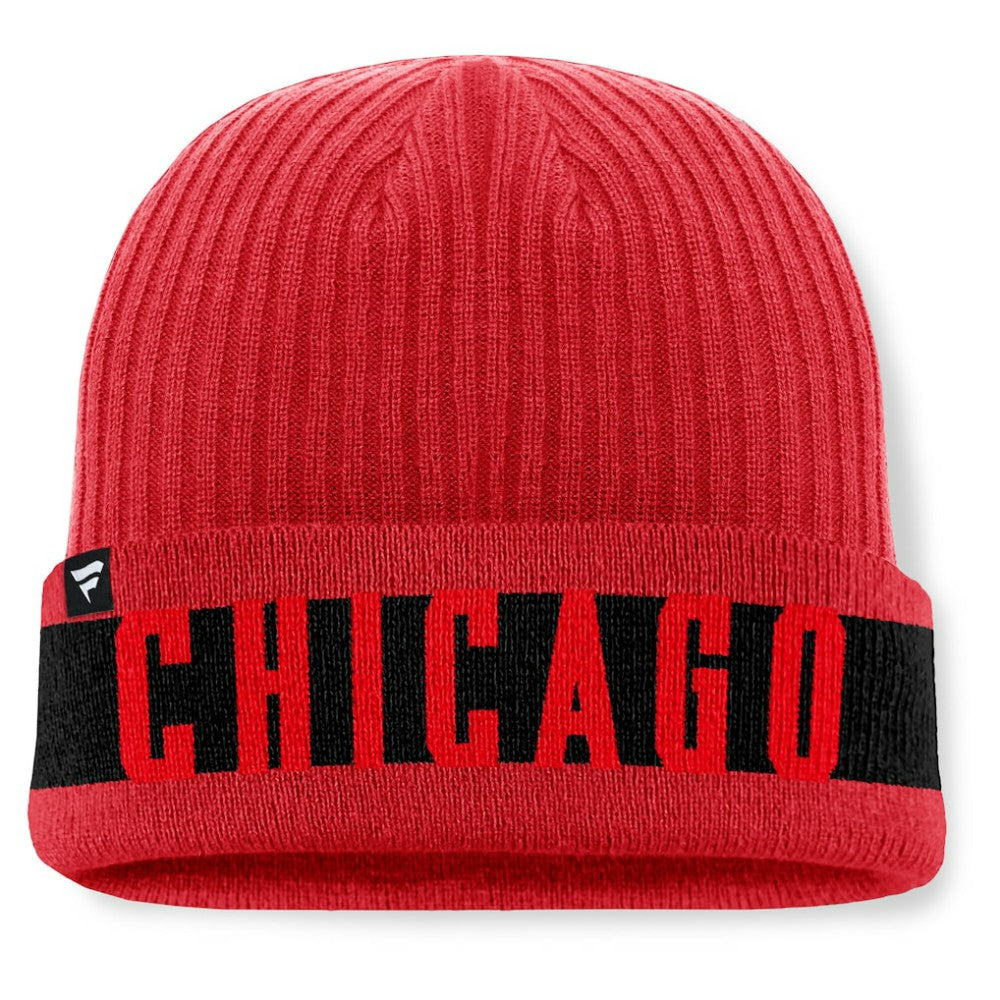 Chicago Blackhawks Fanatics Blueliner Cuffed Knit Hat - Red | Fanatics Clearance