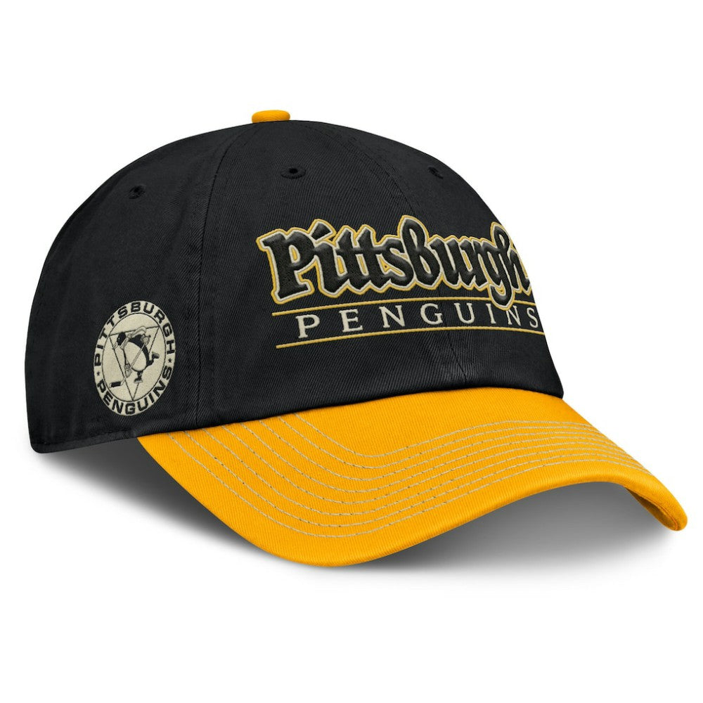 Pittsburgh Penguins Fanatics Heritage Home Ice Two-Tone Adjustable Hat - Black/Gold | Fanatics Lifestyle