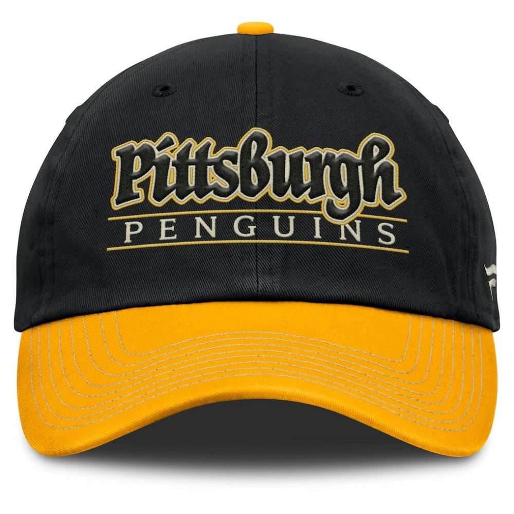 Pittsburgh Penguins Fanatics Heritage Home Ice Two-Tone Adjustable Hat - Black/Gold | Fanatics Lifestyle