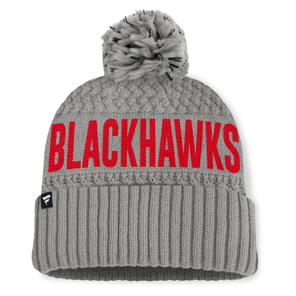Chicago Blackhawks Fanatics Women's Heritage Tilly Cuffed Knit Hat with Pom - Gray | Fanatics sale