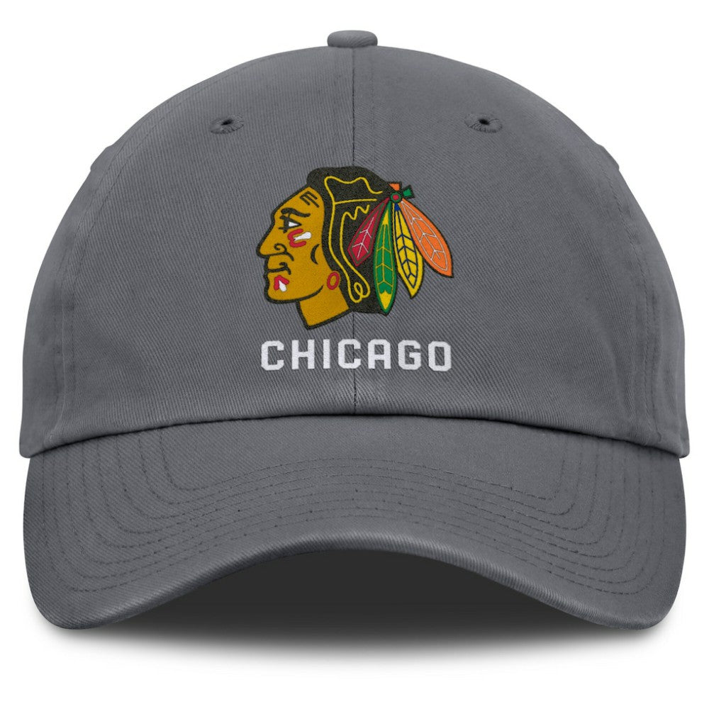 Chicago Blackhawks Fanatics Washed Adjustable Hat - Charcoal | Fanatics near me