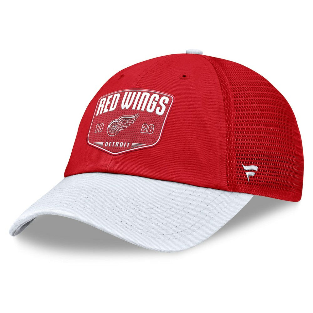 Detroit Red Wings Fanatics Fundamental One-Time Trucker Adjustable Hat - Red | Fanatics Lifestyle