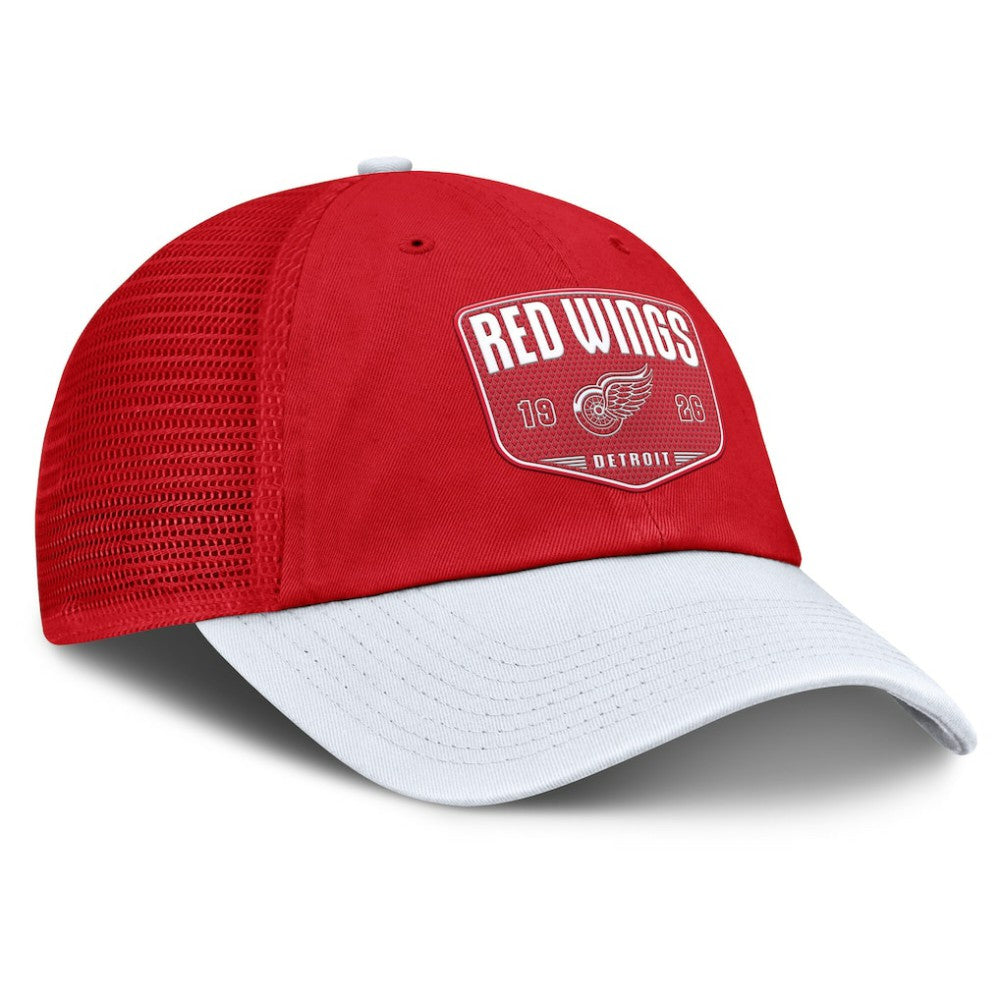 Detroit Red Wings Fanatics Fundamental One-Time Trucker Adjustable Hat - Red | Fanatics Lifestyle