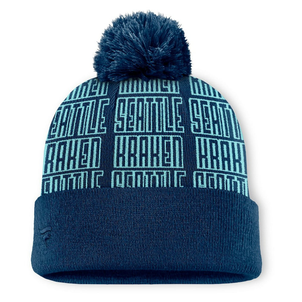 Seattle Kraken Fanatics Fundamental Empty Net Cuffed Knit Hat with Pom - Deep Sea Blue | Fanatics sale