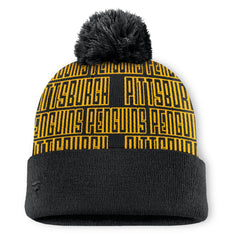 Pittsburgh Penguins Fanatics Fundamental Empty Net Cuffed Knit Hat with Pom - Black | Fanatics near me