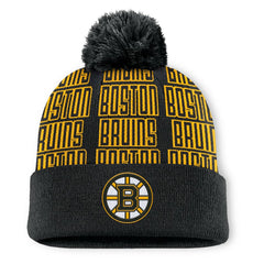 Boston Bruins Fanatics Fundamental Empty Net Cuffed Knit Hat with Pom - Black | Fanatics Lifestyle