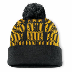 Boston Bruins Fanatics Fundamental Empty Net Cuffed Knit Hat with Pom - Black | Fanatics Lifestyle